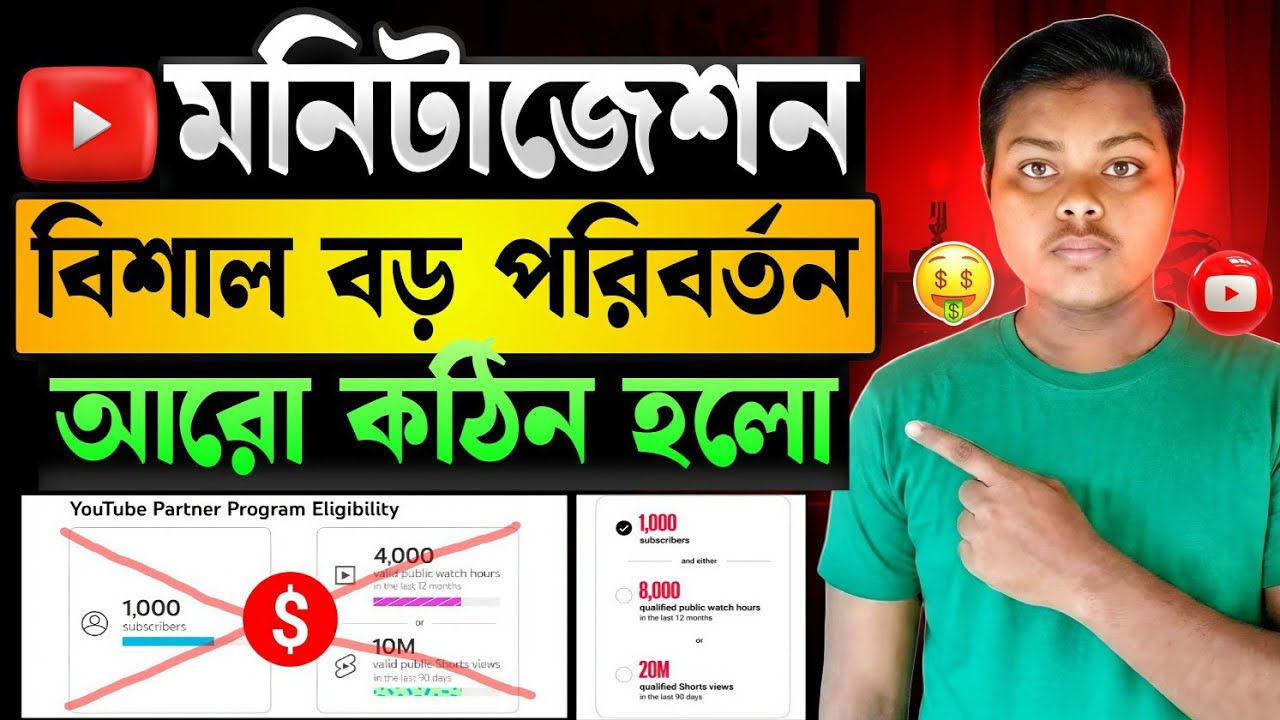 মনিটাজেশন বিশাল পরিবর্তন🔥YouTube Monetization Update 2026✨YouTube Monetization Criteria New Update 