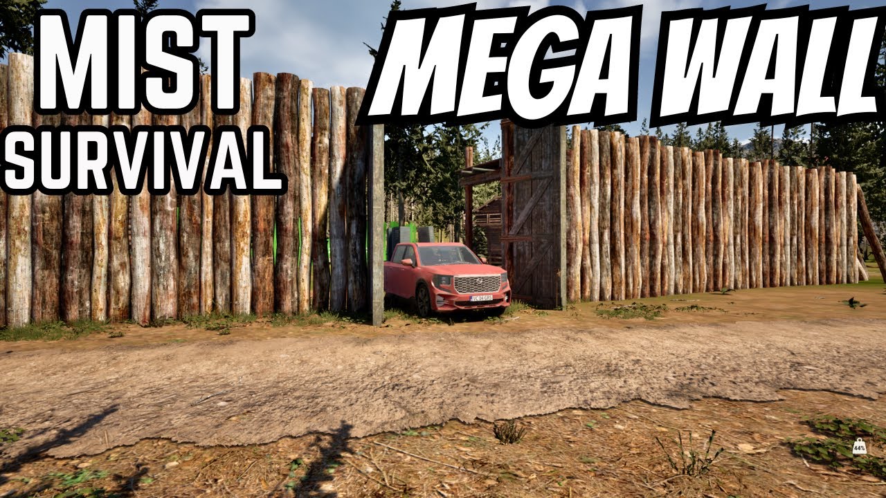 building the MEGA WALL for the base / mist survival day 19