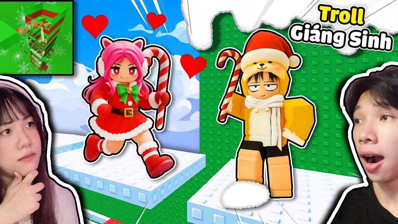 Thử Thách Leo Tháp Giáng Sinh Troll Người Yêu 🤣 Ngáo Và Kemy Christmas Troll Tower Roblox 🎄