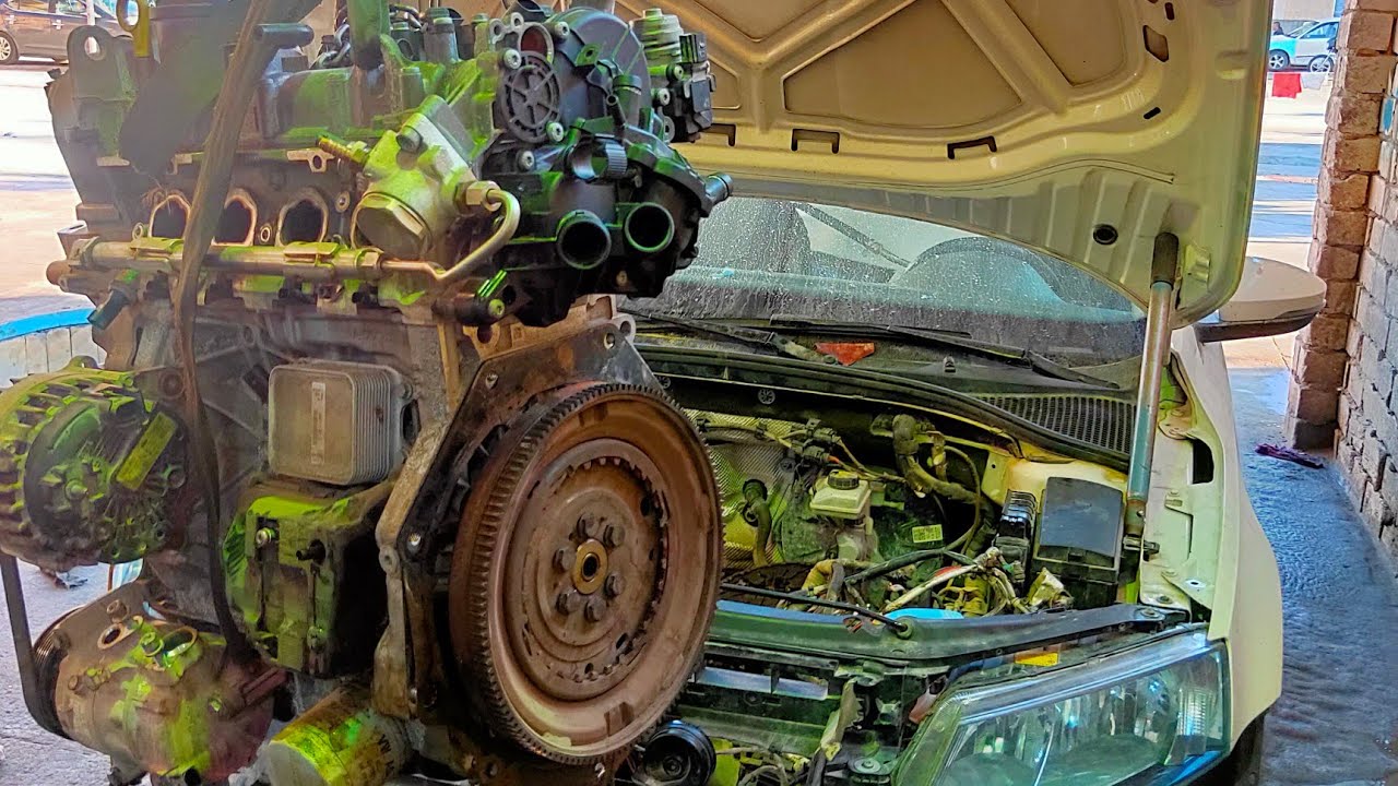 تبديل محرك سكودا A7 1.4L تربو _بسبب ارتفاع درجة الحرارة