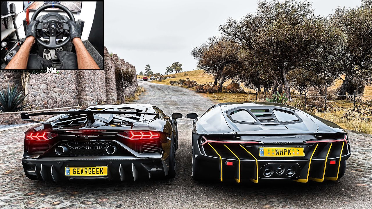 Lamborghini Centenario & Lamborghini Aventador SVJ | Forza Horizon 5 | Steering Wheel Gameplay