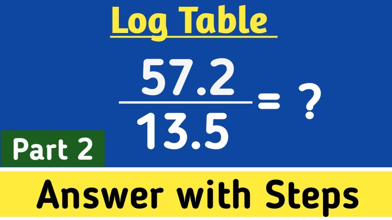 Division of numbers with log table ll log table kaise dekhe in hindi ll log table ll log division