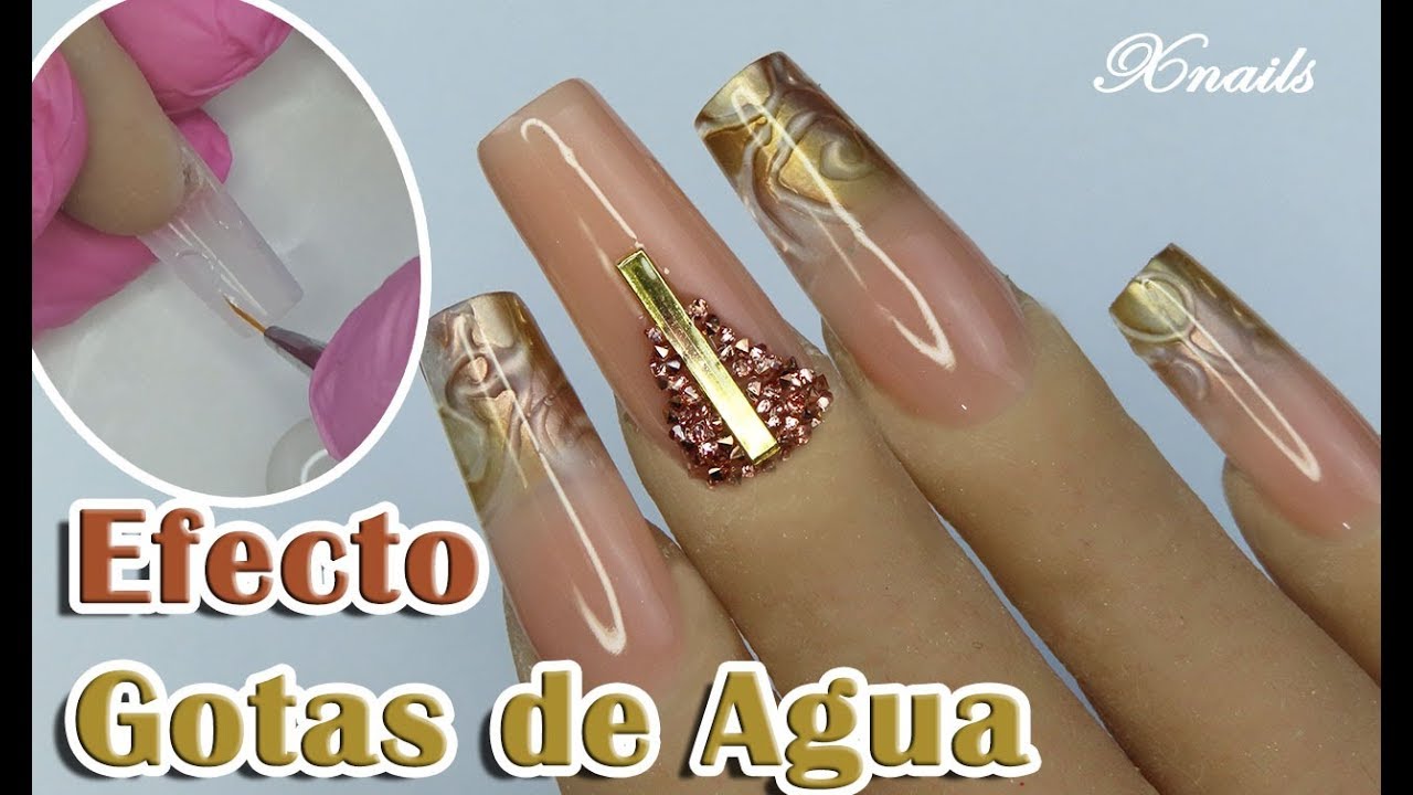 Uñas Acrílicas EFECTO GOTAS DE AGUA METALICA / Xnails