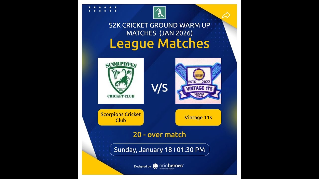 Scorpions CC vs Vintage 11sv || WARM UP Match || S2K Ground || VIMAAN MEDIA