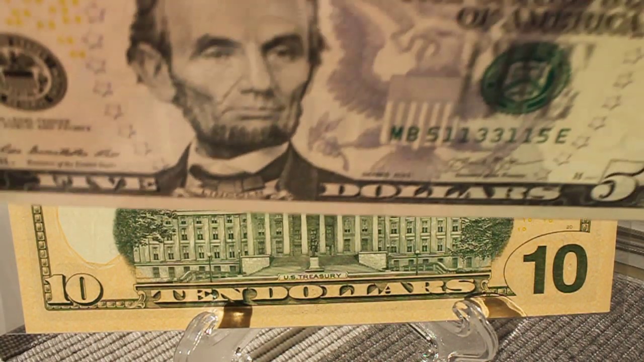 $10 Ten Dollar Note 2017 Radar and $5 Five Dollar Note Radar banknote for the currency collection