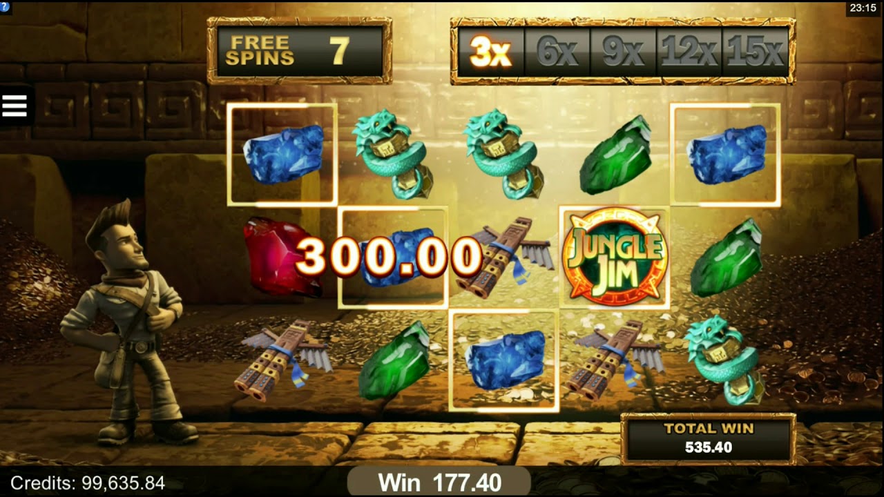 Jungle Jim El Dorado RTP of 96% (Microgaming Slots)- Rolling Reels Feature