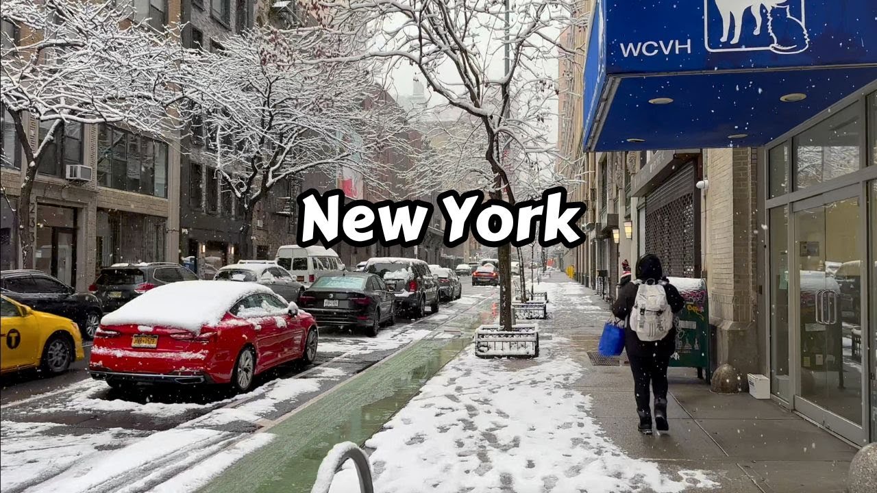 NYC Snow Walk 2024 Snowfall Walking Tour Manhattan New York City Relaxing Snow Ambience