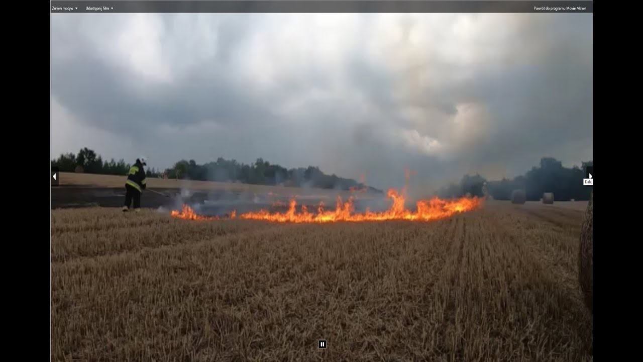 Pożar ścierniska i bel słomy. W akcji UTV.