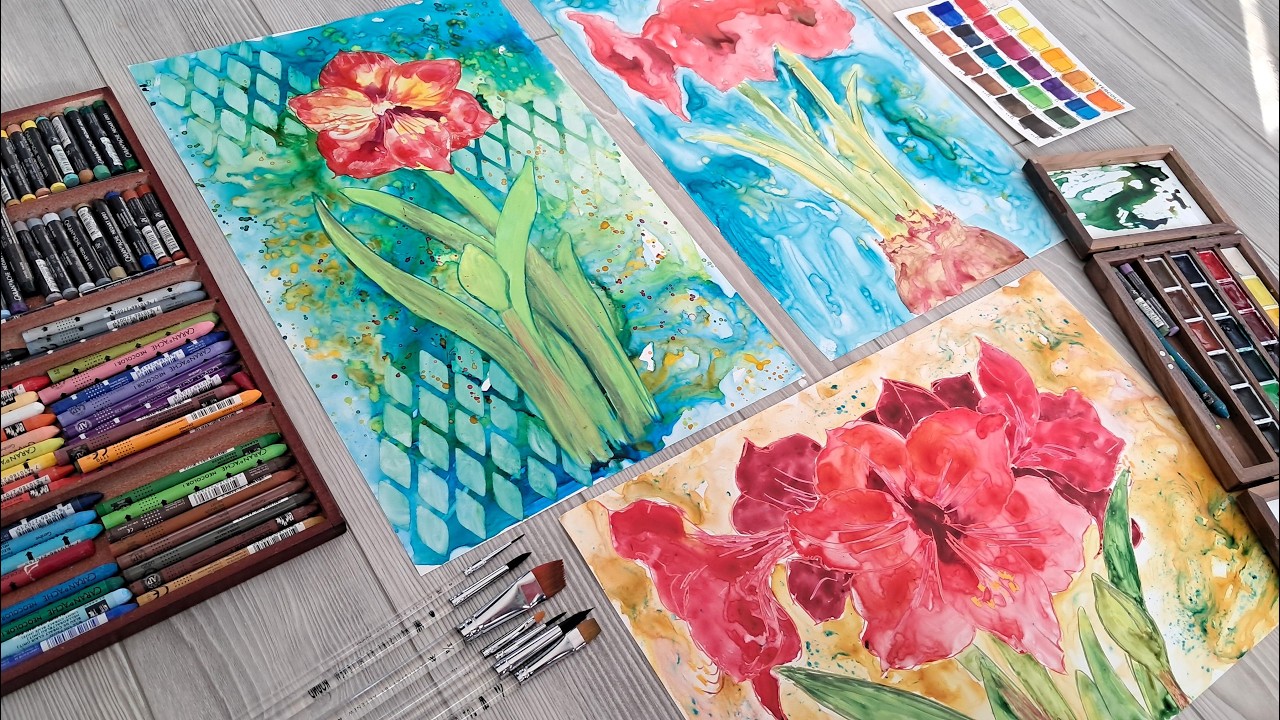 Watercolor on Yupo! Whimsy Wednesday // Let's Paint an Amaryllis!