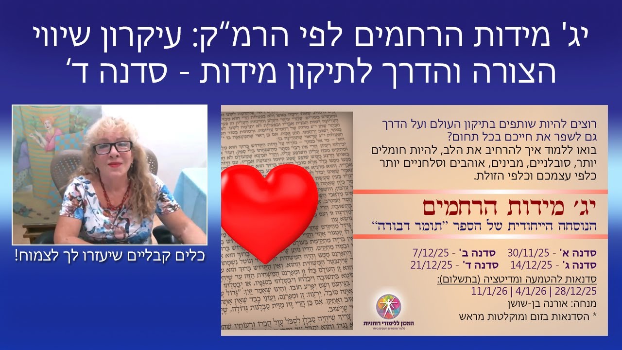 יג' מידות הרחמים לפי הרמ”ק: עיקרון שיווי הצורה והדרך לתיקון מידות - סדנה ד’