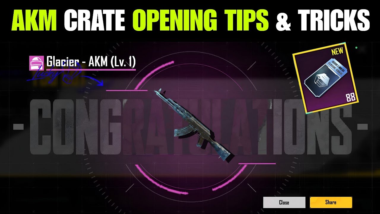 😍 AKM GLACIER Crate Opening | Akm Glacier In New Classic Crate Bgmi | Best Tips & Tricks 🔥
