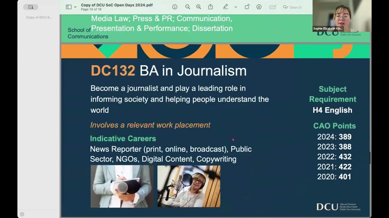 DCU CAO Information Evening 2026 - Faculty of Humanities and Social Sciences Courses