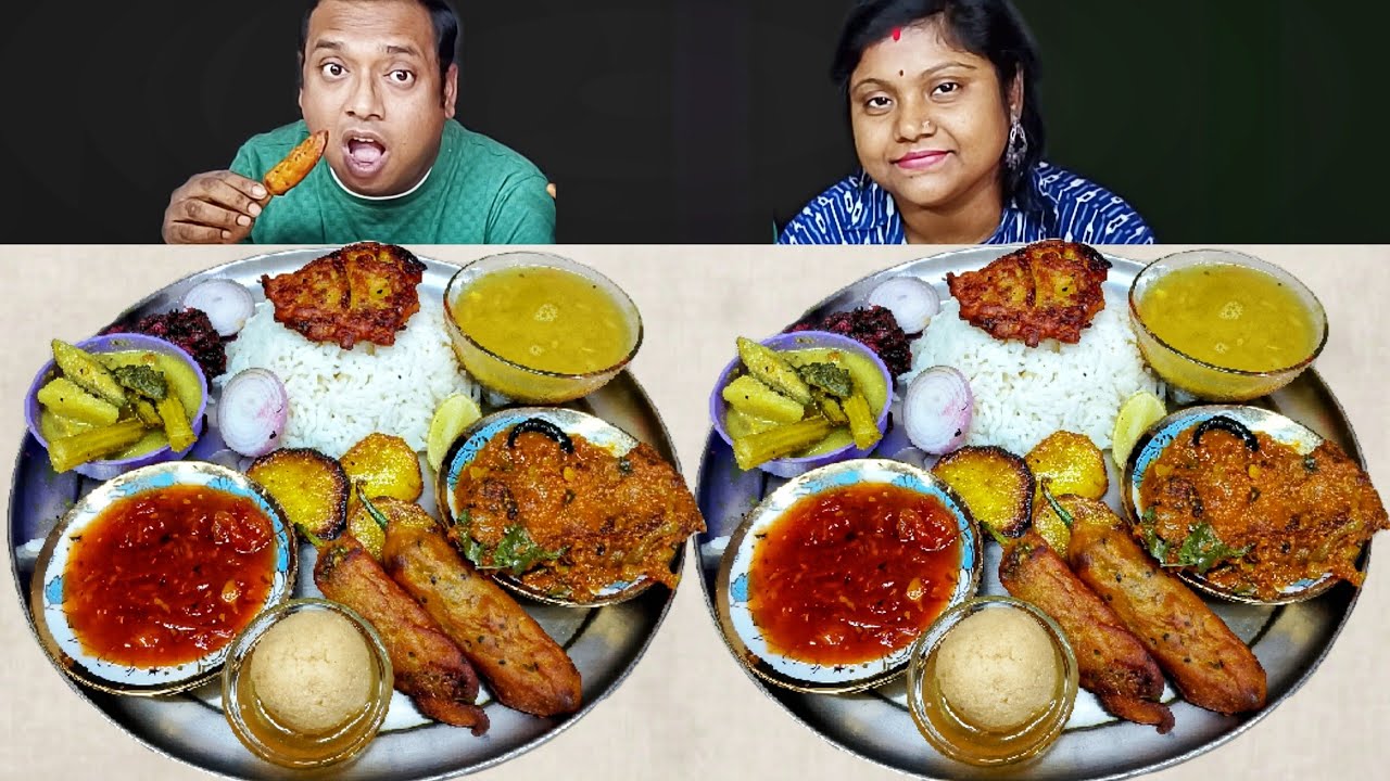 BENGALI FISH CURRY SUKTO CURRY CHILLI PAKORA RASGULLA EATING CHALLENGE // food family blogs 