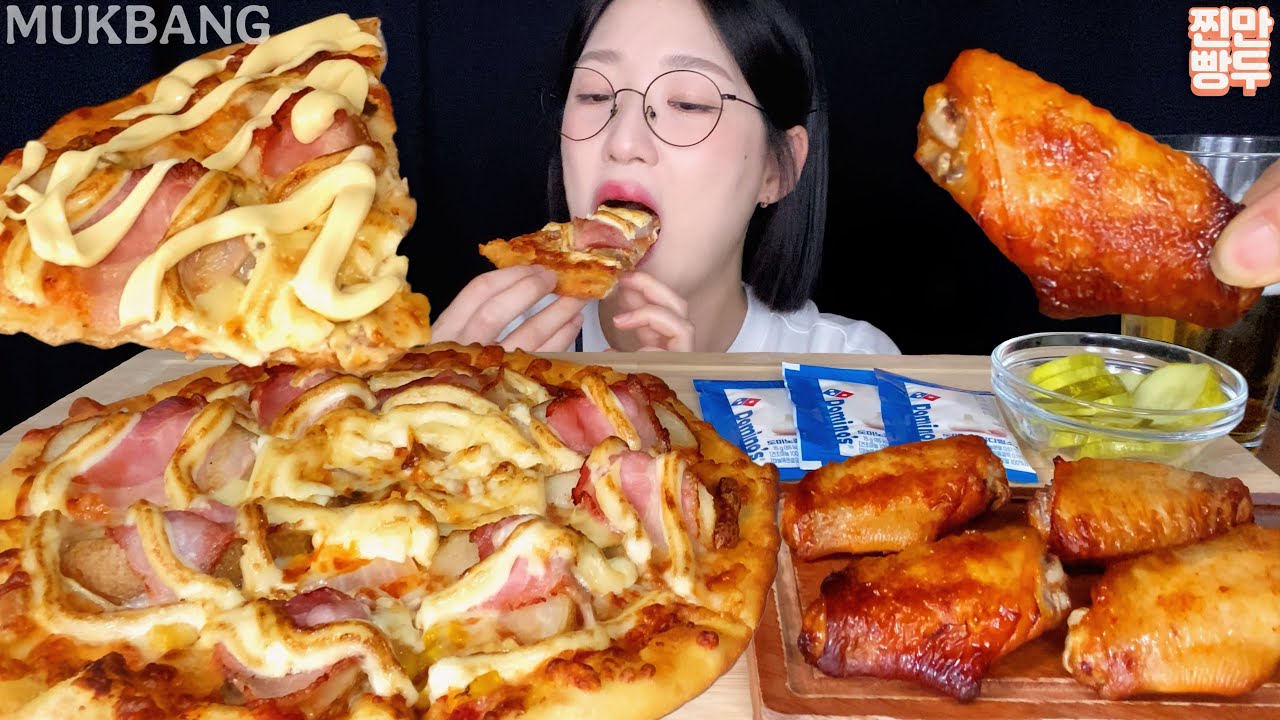 🍕Bacon potato pizza & hot wing | KOREANFOOD MUKBANG ASMR