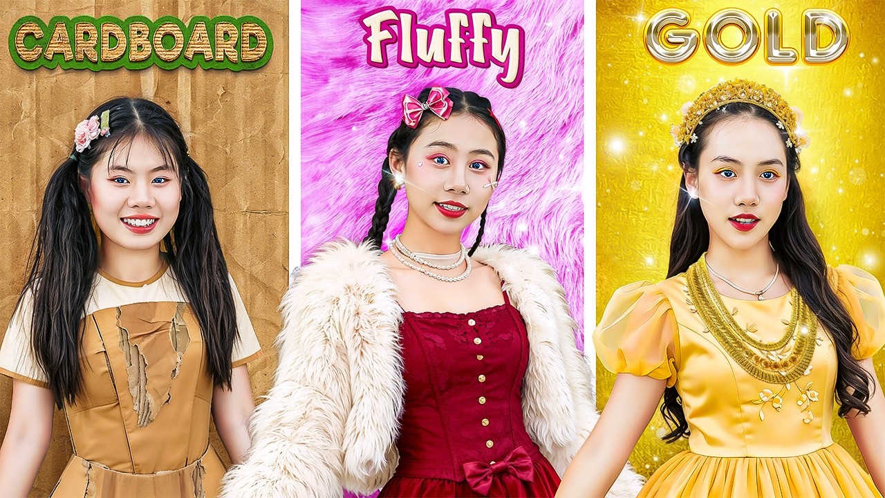 Poor Cardboard Vs Rich Fluffy Vs Giga Rich Golden At Fashion School! Who Wins?