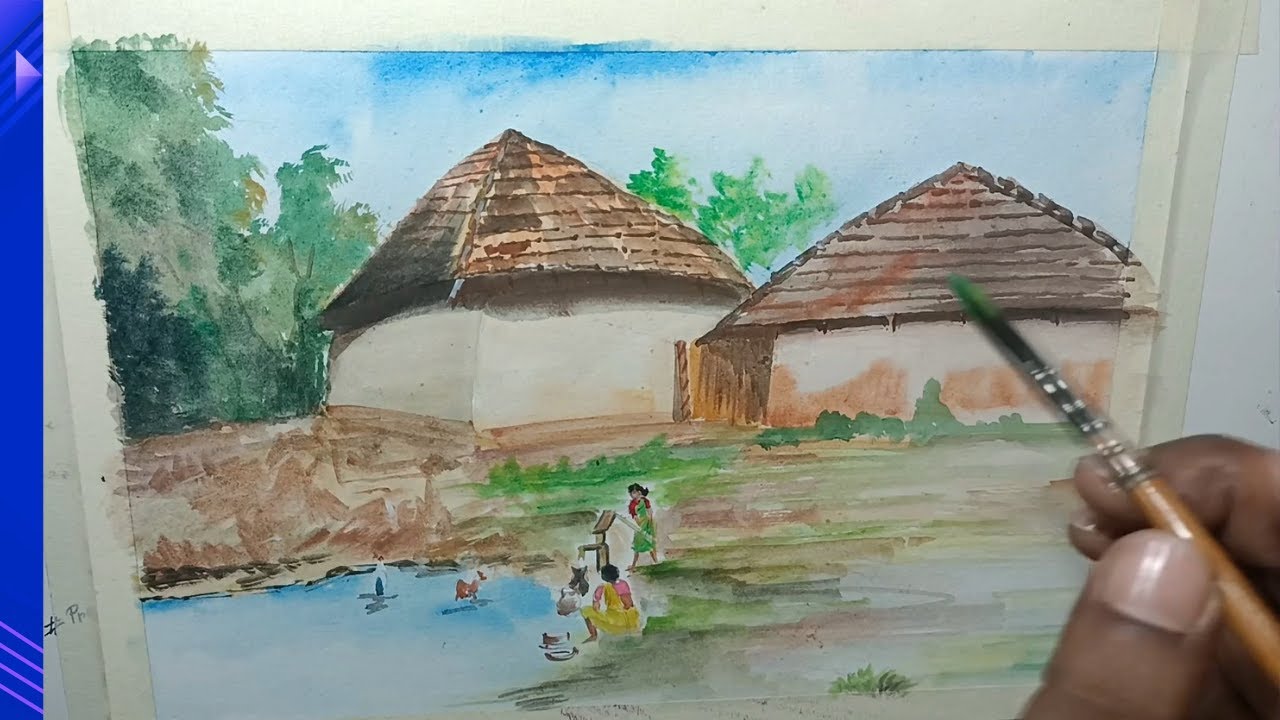 watercolor paintings| watercolor drawings| how to draw watercolor landscape | জলরঙে  আঁকা ছবি |