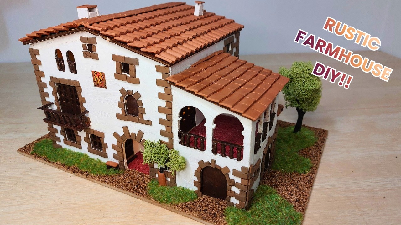 DIY Miniature Rustic Farmhouse | FULL Build Process: Structure, Tiles & Garden #diy #craft