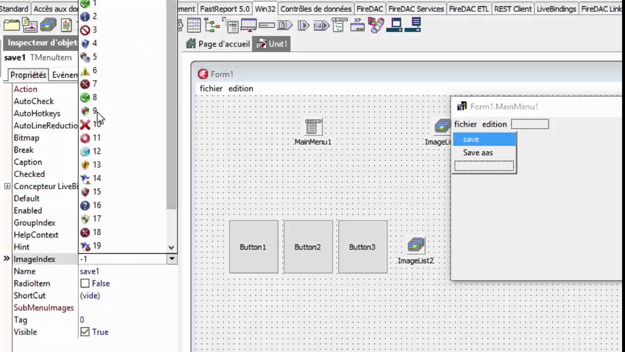 استعمال مكون ImageList في دلفي لتزيين برنامجك بالايقونات ( على الازرار و ......)