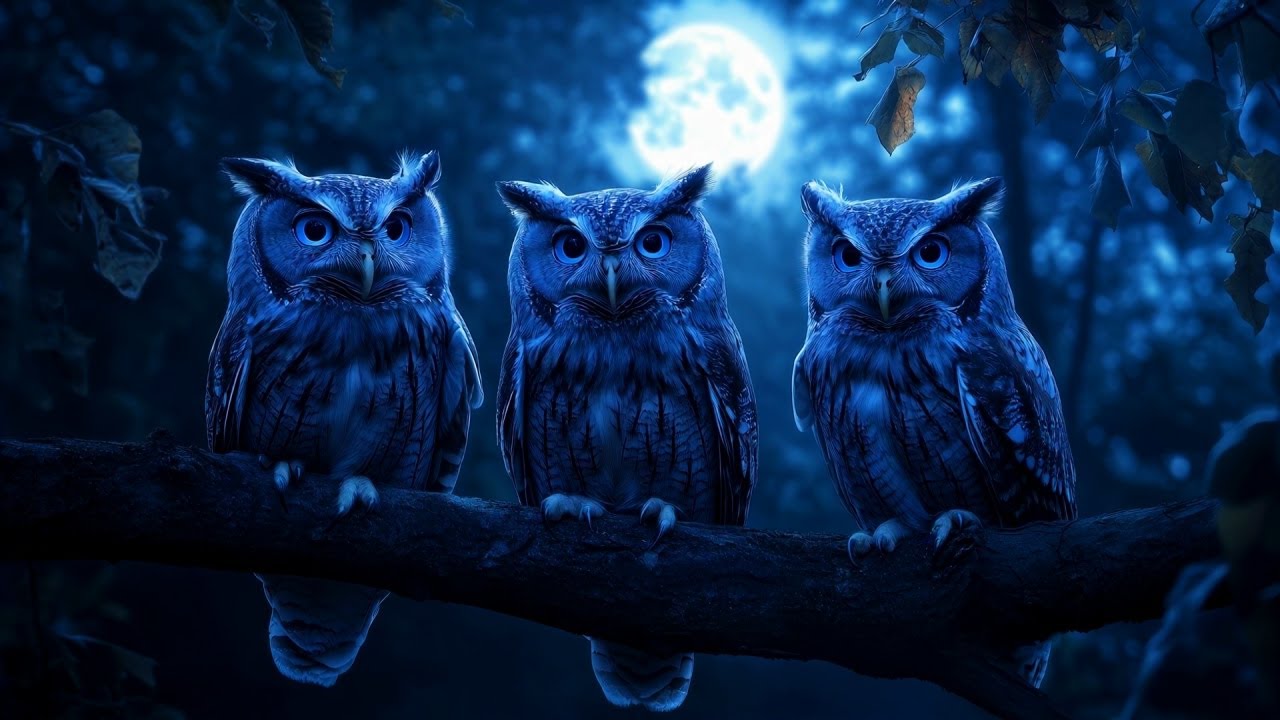 Owls hooting on a windy night