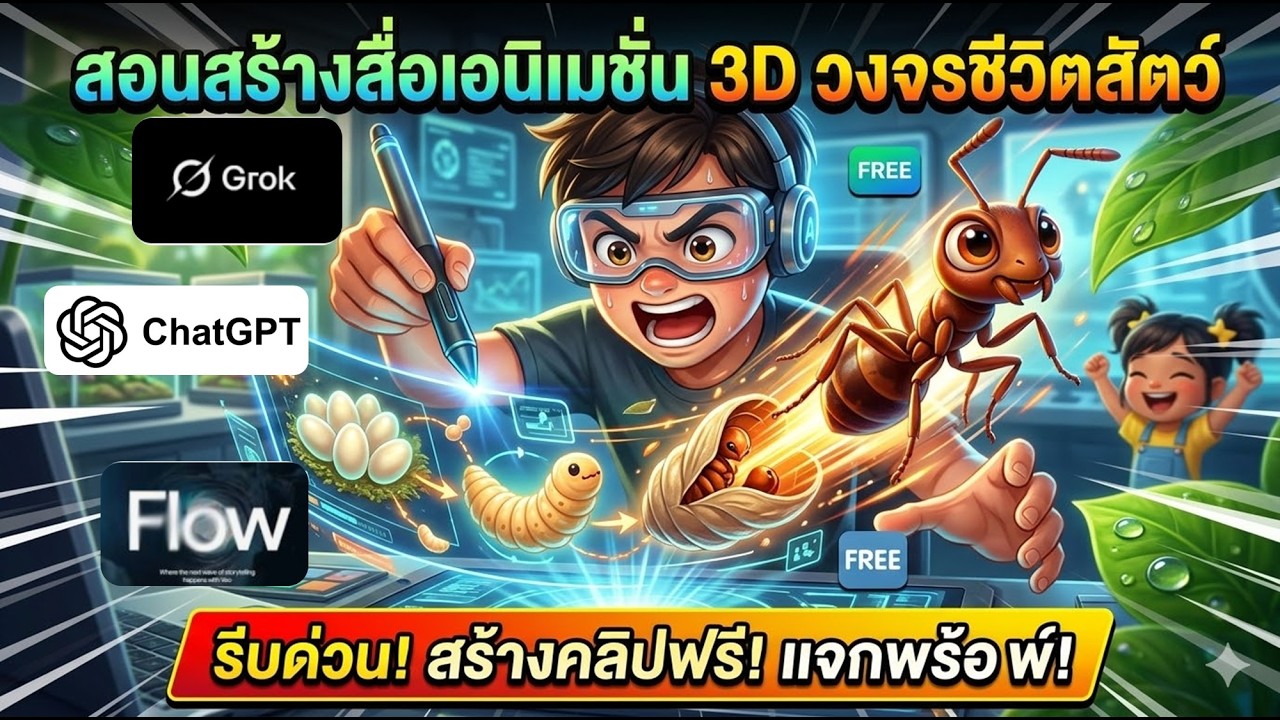 สอนสร้างสื่อ วงจรชีวิตสัตว์ แบบการ์ตูนเอนิเมชั่น 3D