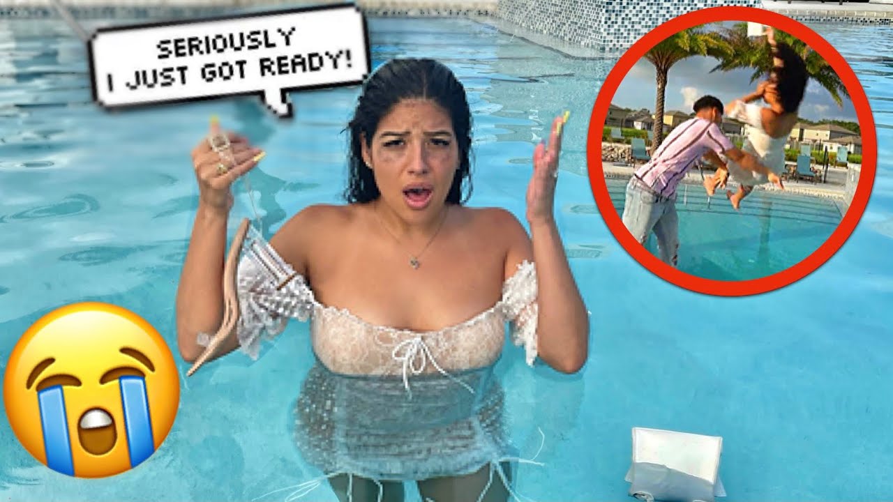 Making My WIFE Get FULLY DRESSED Then THROWING Her In The POOL PRANK!