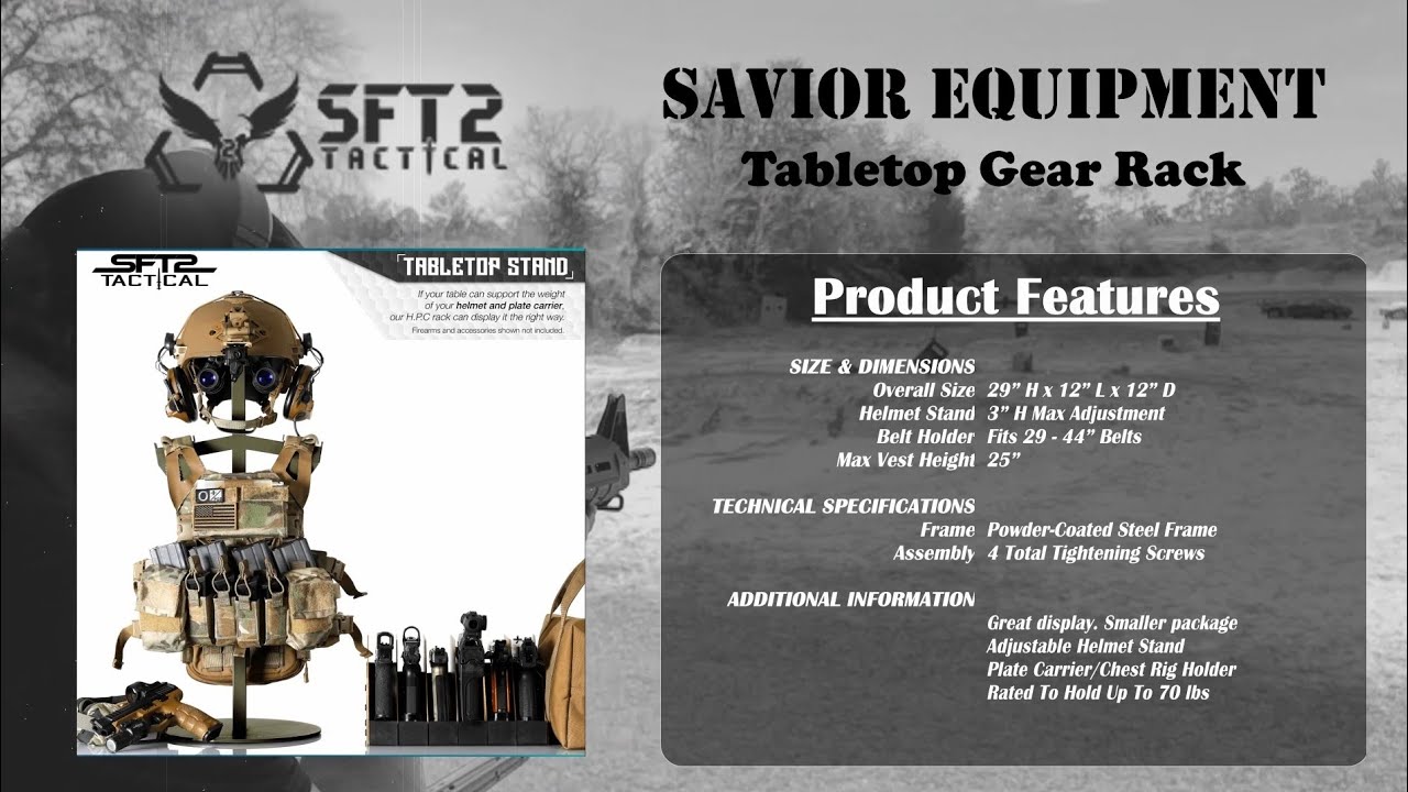 SFT2 Tactical Savior Equipment Tabletop Gear Rack for Plate Carrier and Helmet