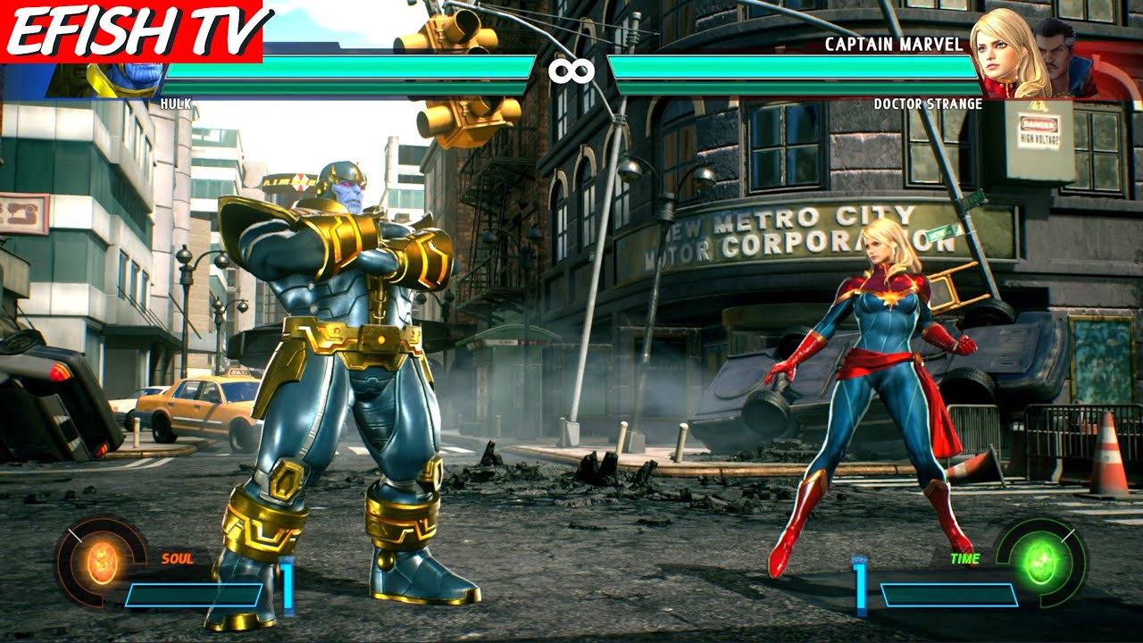 Thanos & Hulk vs Captain Marvel & Doctor Strange (Hardest AI) - Marvel vs Capcom: Infinite