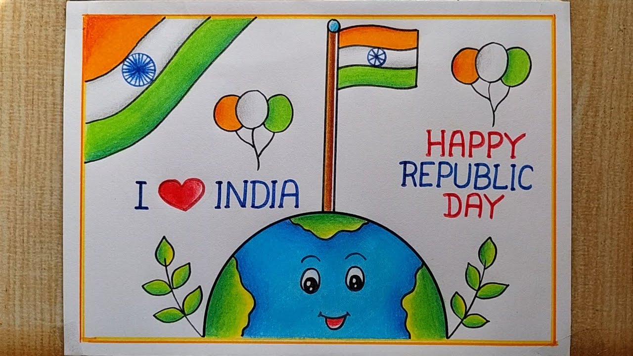 Very easy Republic Day drawing| Republic day poster drawing| Happy Republic day drawing|I Love India