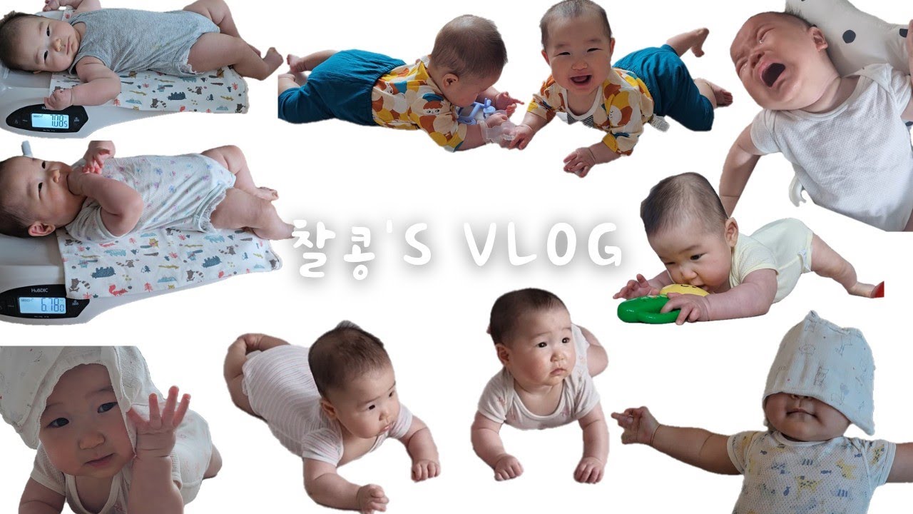 6개월 쌍둥이 vlog ㅣ 폭풍성장하는 사랑스런 둥이들, 배밀이, 수건놀이