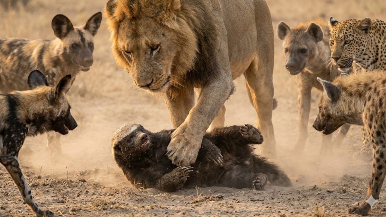 Why the honey badger is always clashing with wild dogs, spotted hyenas, leopards, and lions.