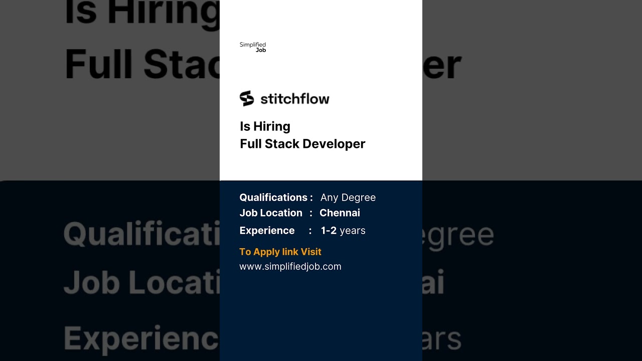 Stitchflow  is hiring Full Stack Developer - Simplified jobs