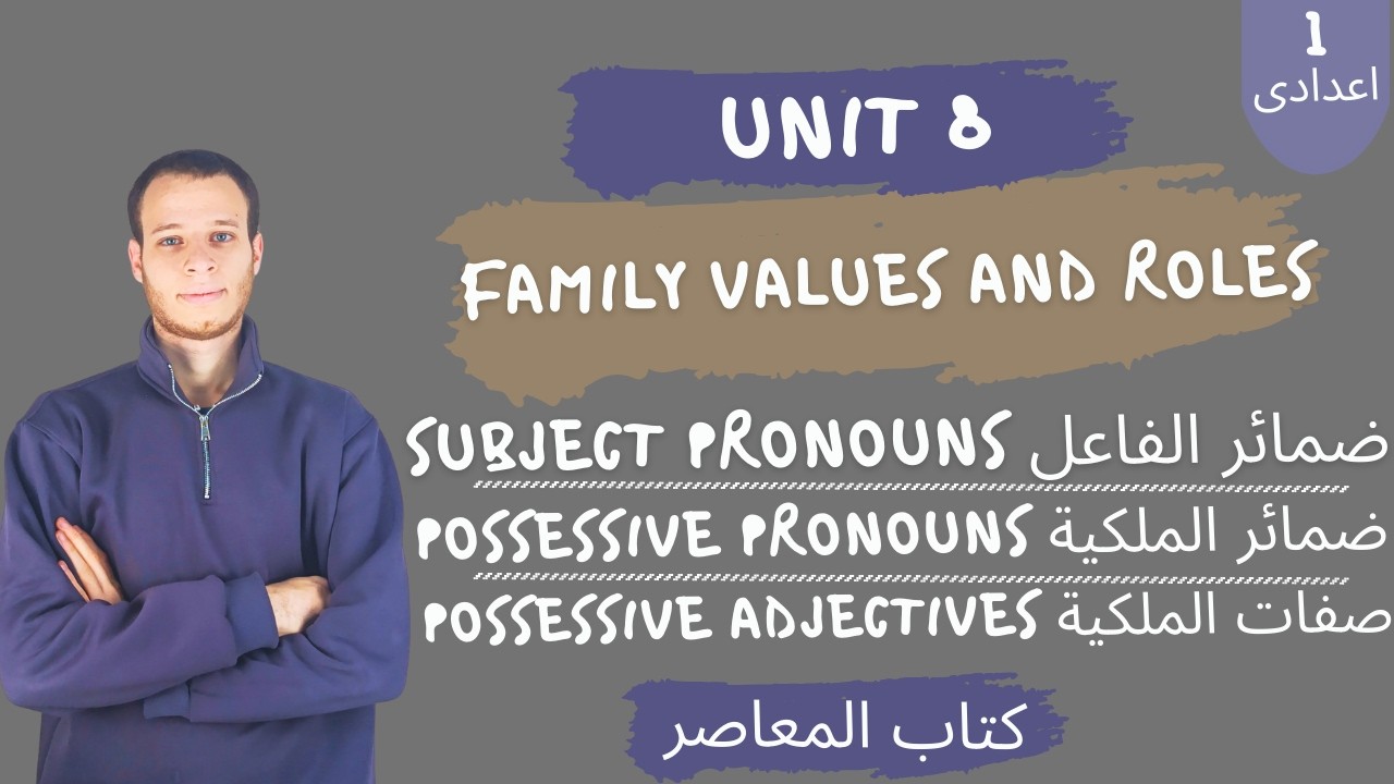 شرح جرامر الوحدة الثامنة انجليزي اولى إعدادي | ضمائر الفاعل-ضمائر وصفات الملكية |  الترم التانى 2026