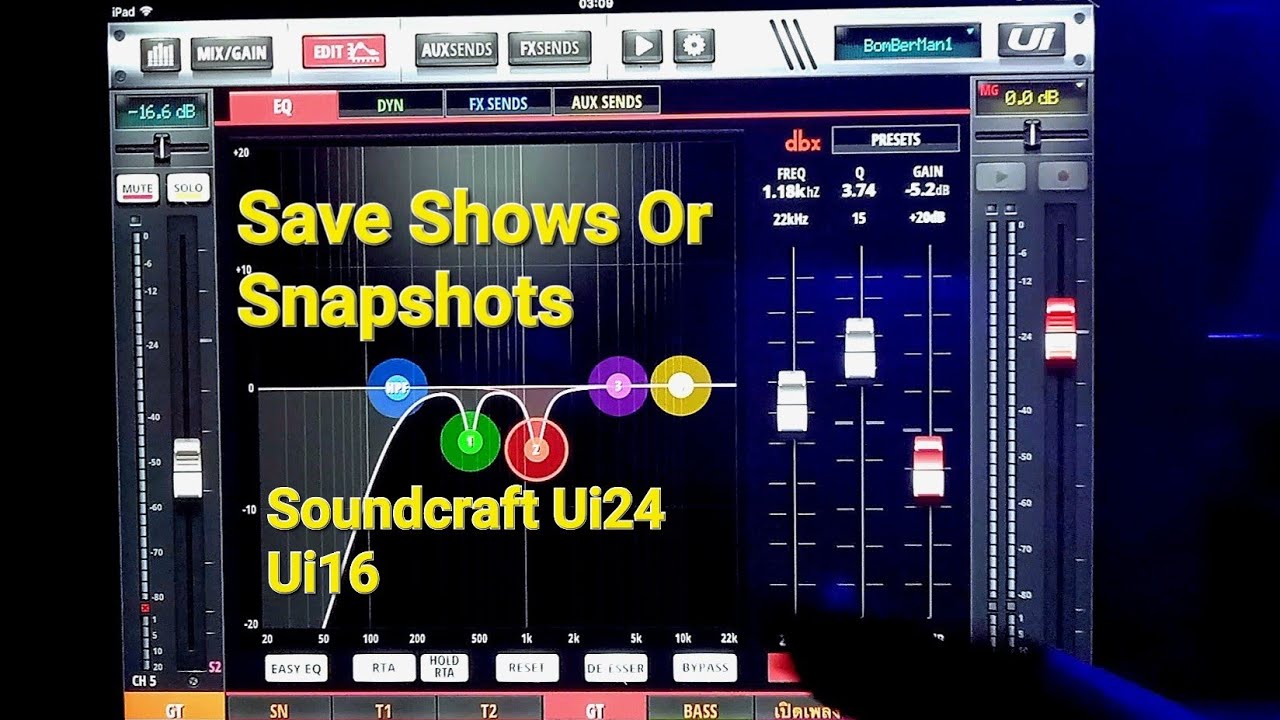ปัญหาของมิกเซอร์ดิจิตอล Soundcraf ui24 Save Shows และ Snapshots ลองใน Ui16 ก็ปกติ