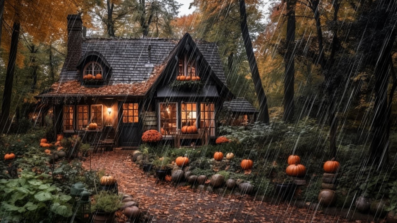 Halloween Ambience 🎃 Spooky Forest Sounds & Rain | Forest Ambience 🦉
