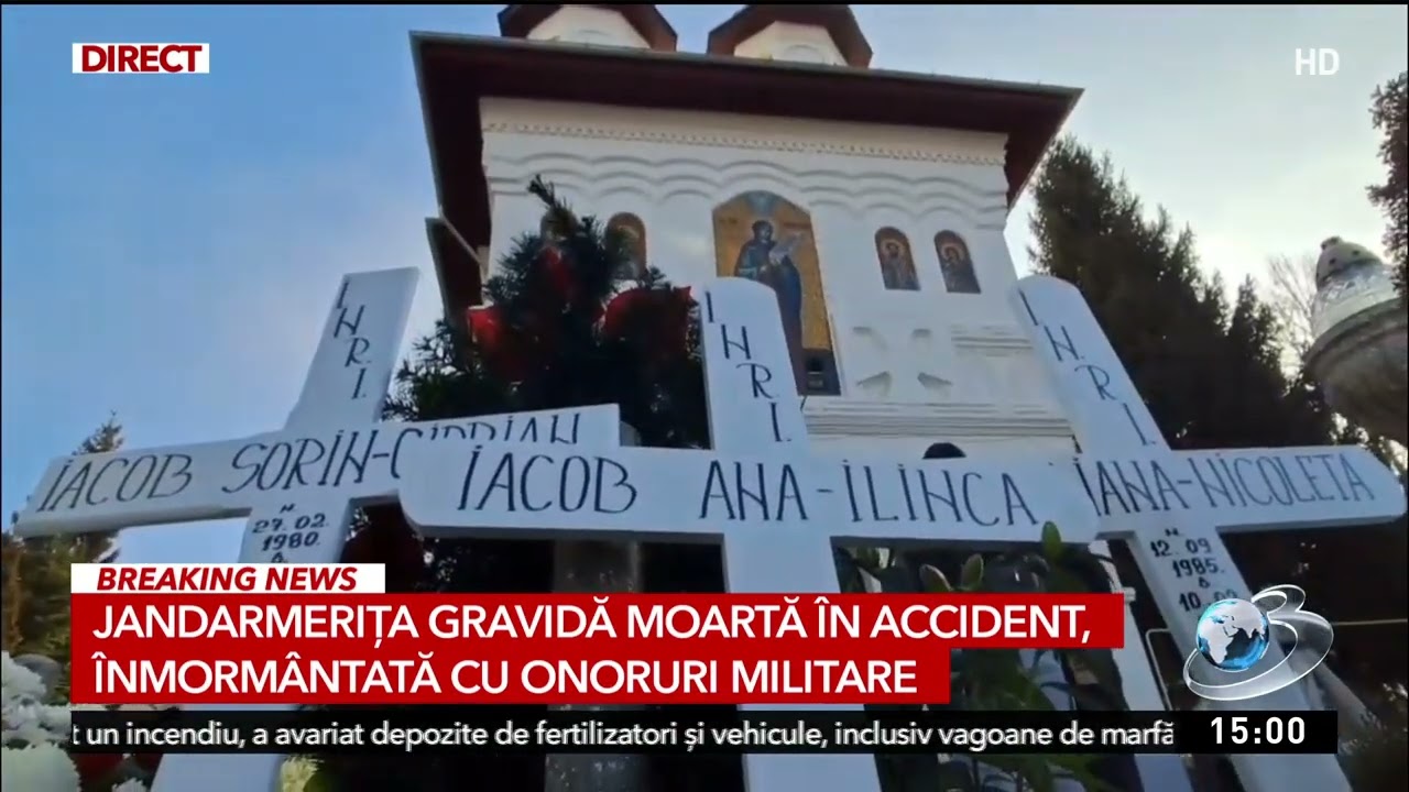 Jandarmerița gravidă moartă în accident, înmormântată cu onoruri militare