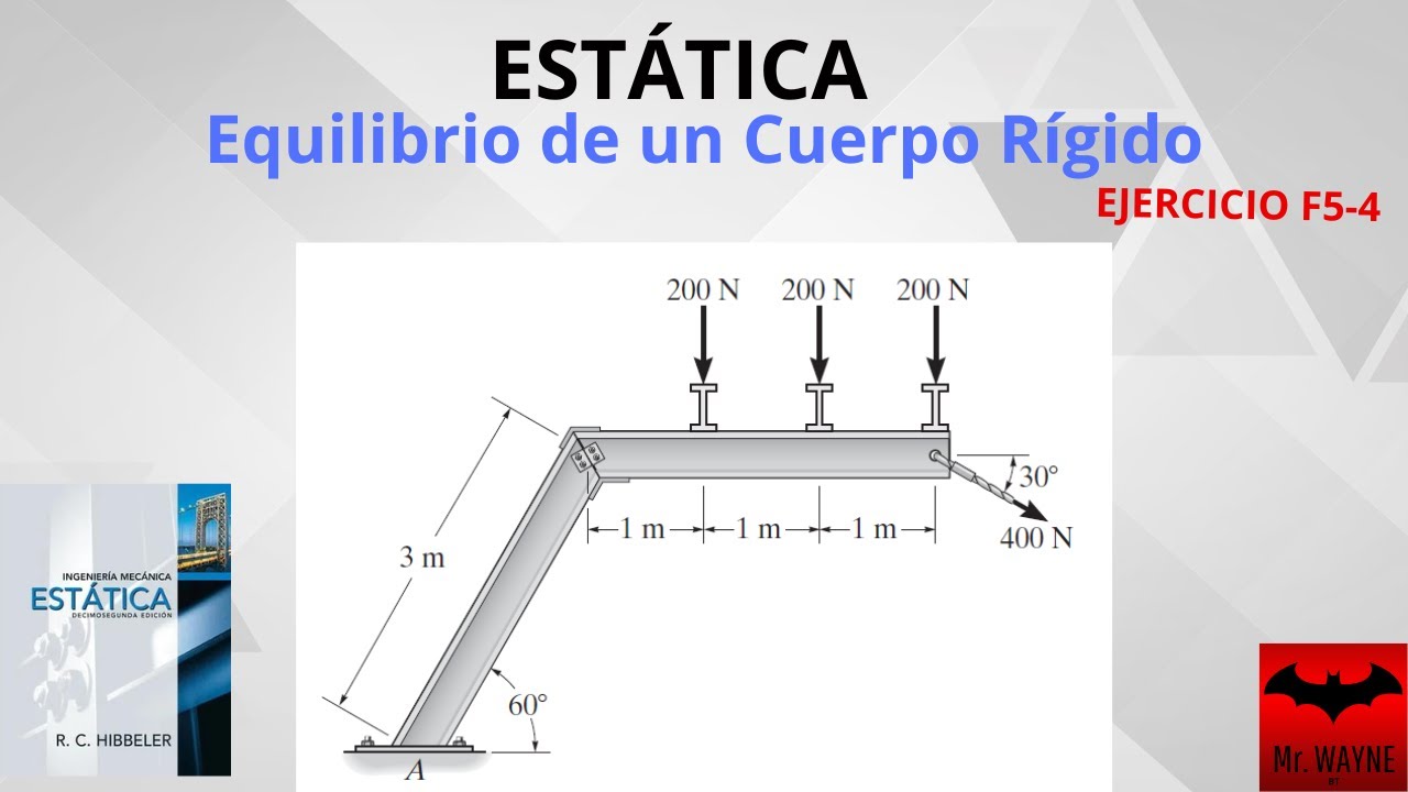 ESTÁTICA: Equilibrio de un Cuerpo Rígido | Ejercicio F5-4 R.C. HIBBELER 12 ed.