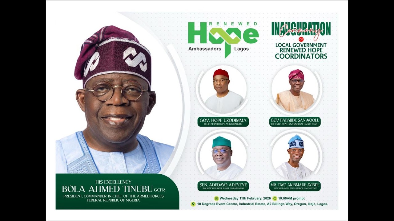 LIVE [LAGOS]: INAUGURATION CEREMONY OF LOCAL GOVERNMENT RENEWED HOPE COORDINATORS.