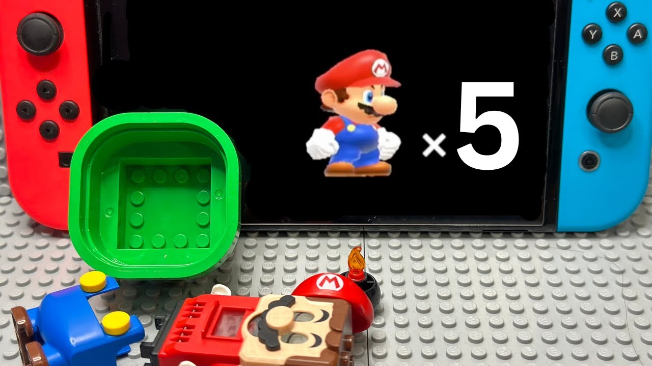 Lego Mario enters the Nintendo Switch to save Peach. He only has 5 lives! #legomario