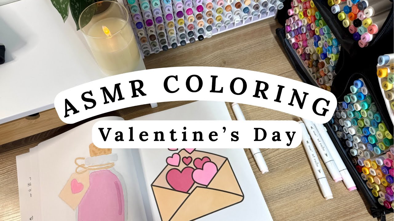Valentine’s 💕 ASMR coloring compilation videos, marker paper sounds | relaxing coloring compilation 