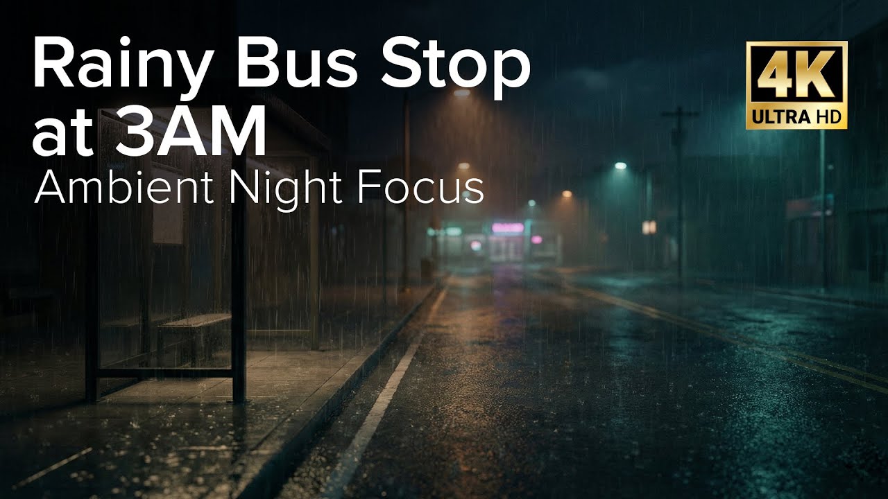 Empty Rainy Bus Stop | Atmospheric Soundscape for Late Night Focus