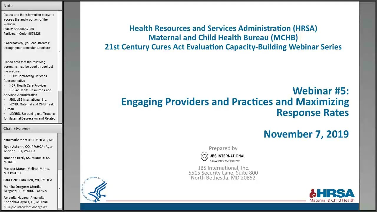 PMHCA and MDRBD: Engaging Providers and Practices and Maximizing Response Rates (11/7/2019)
