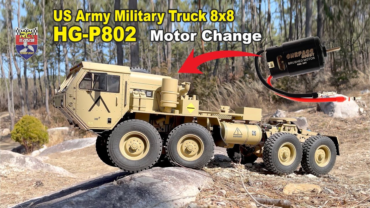 RC Car US Army Military Truck 8x8 HG-P802 | Motor Change