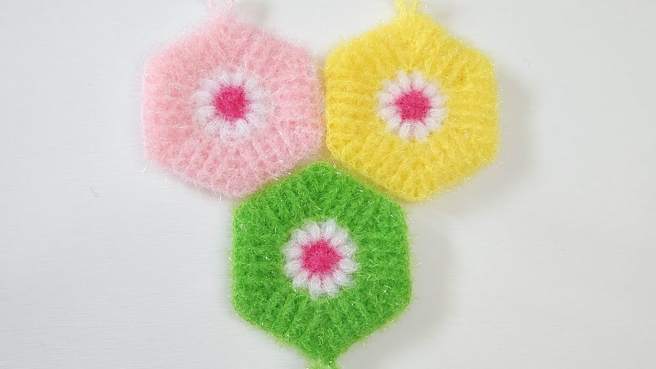 수세미뜨기/ 헥사곤 꽃수세미/Crochet Hexagon/ Crochet dish scrubby