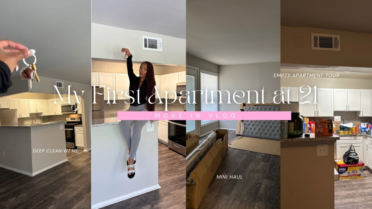 MY FIRST APARTMENT AT 21 | picking up my keys, empty tour, deep clean + more