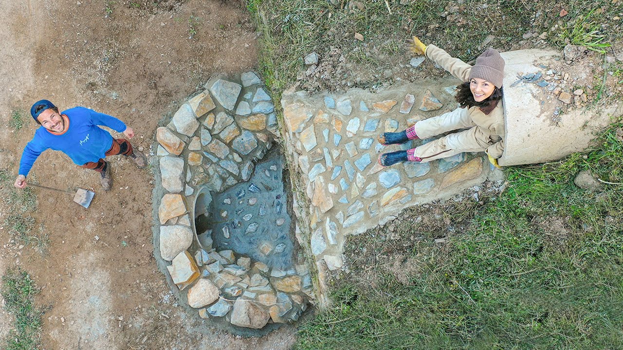 We built a NATURAL ROCK WATERSLIDE on our homestead