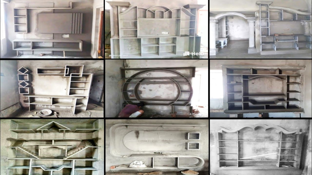 cement copubord design ideas cement tv showcase designs // village construction