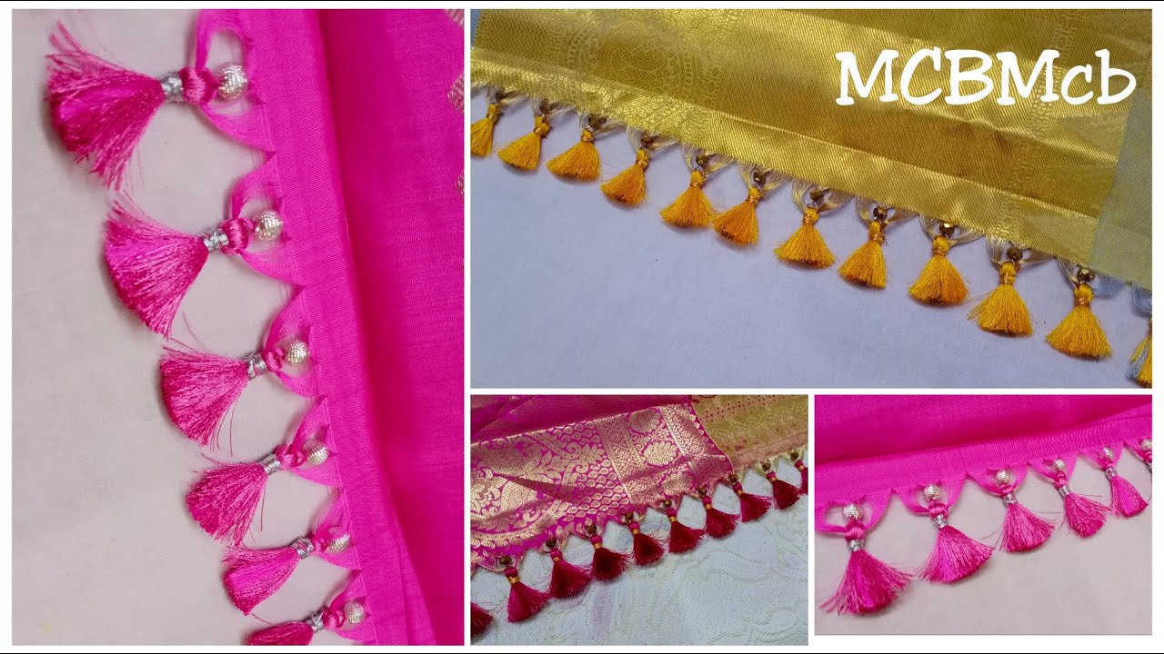 Silver Beads Saree Kuchu I Big Beads Kuchu I Saree Kuchu using Silver beads/Crystals/Big beads I MCB