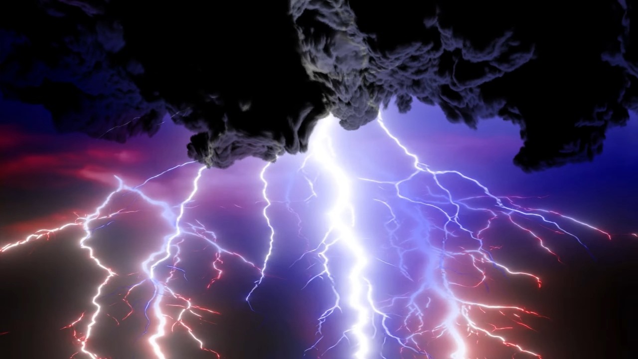 Lightning Storm Red Blue Screen Background Thunderstorm 4K No Sound 12 Hour