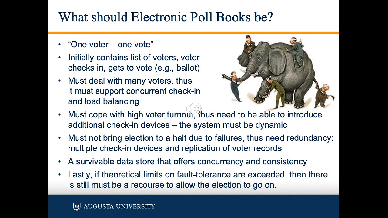 SSS 03 04 03: Invited Paper: Towards a Robust Distributed Framework for Election-Day Voter Check-in