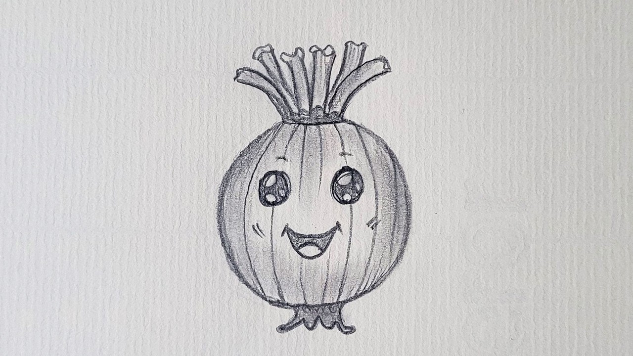 Cute Onion Drawing | How to Draw Cute Onion Pencil Sketch